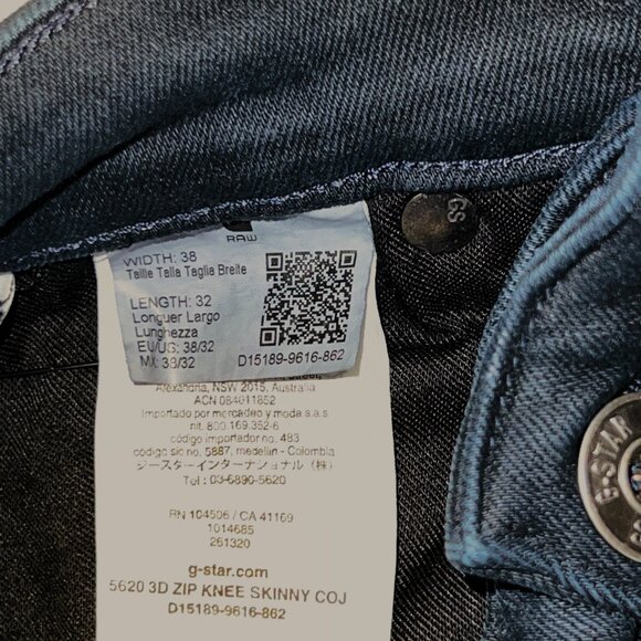 G-Star Raw Men’s 5620 3D Zip Knee Super Slim Denim Jeans – Blue (Size 38x32 - Picture 9 of 13